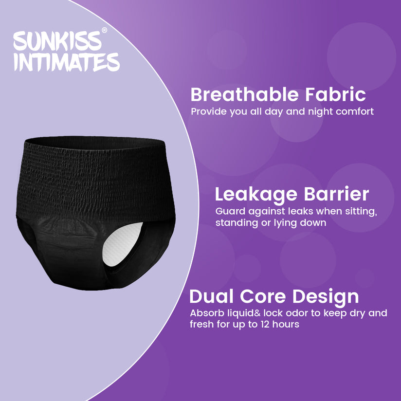 SUNKISS Disposable Period Underwear, Black/White