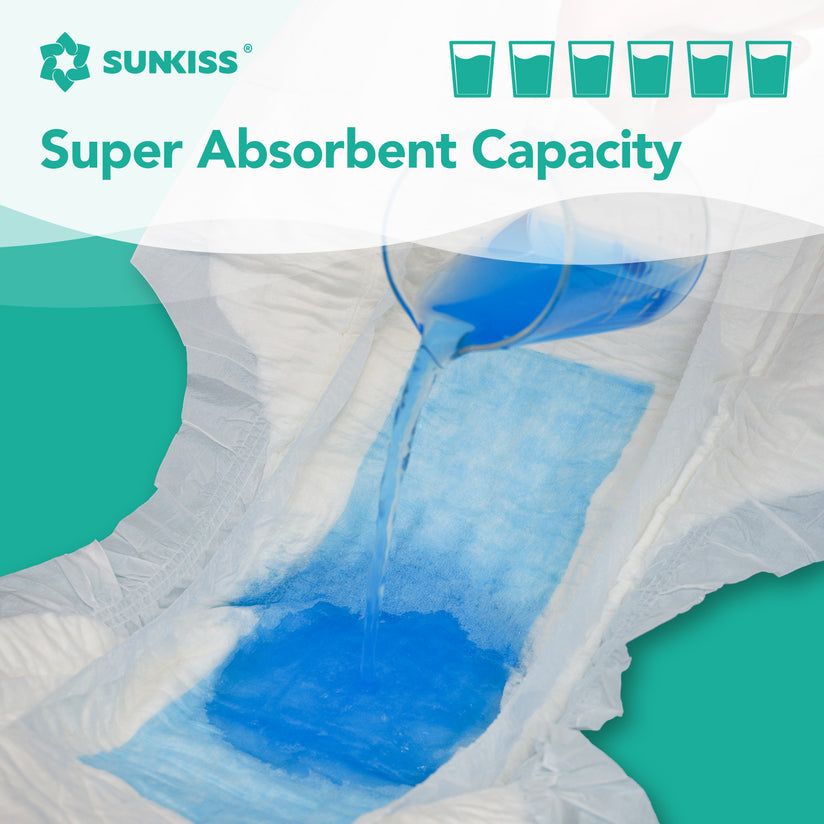 SUNKISS Super-Absorbent Adult Diaper Disposable With Tabs, Unisex
