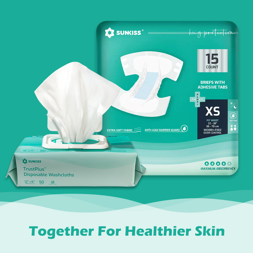 SUNKISS Super-Absorbent Adult Diaper Disposable With Tabs, Unisex