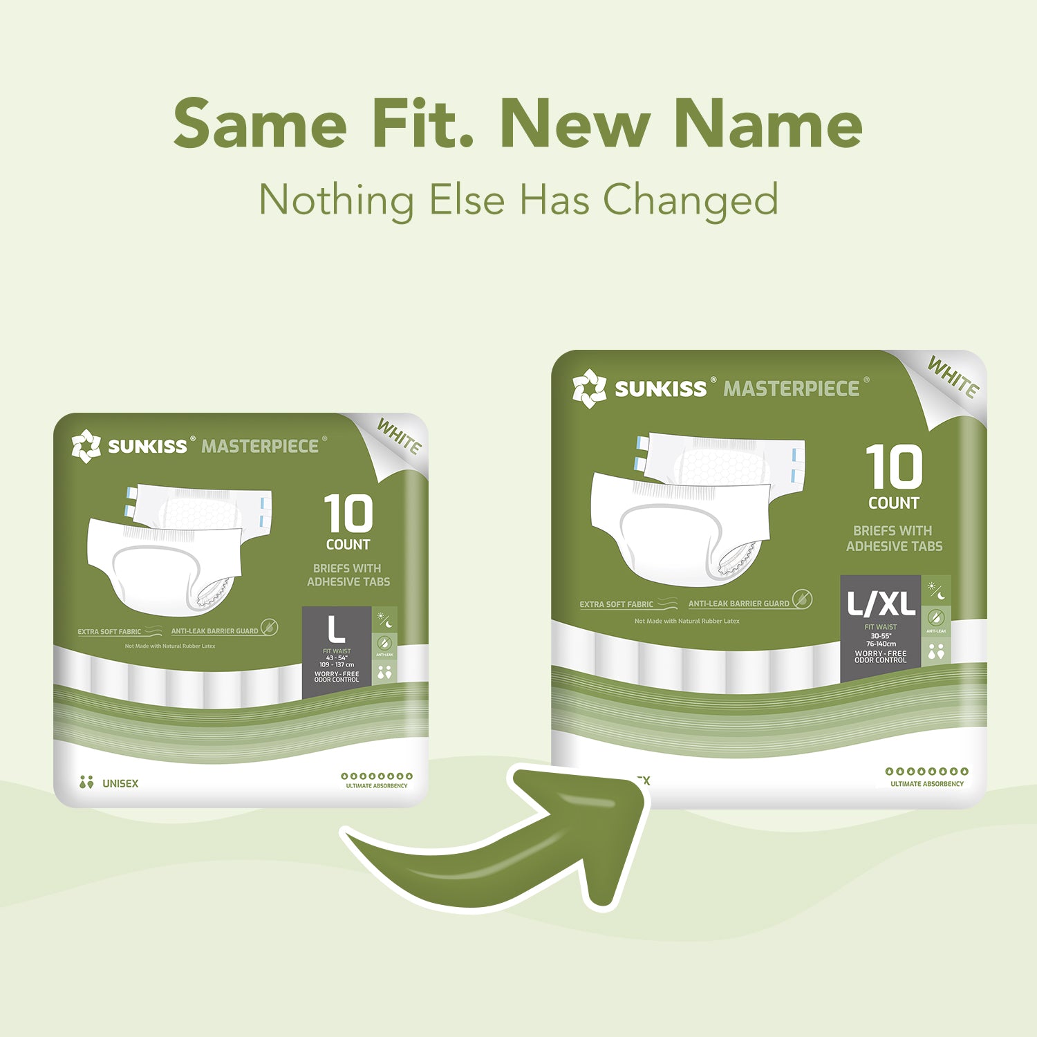 SUNKISS Masterpiece Adult Diapers with Tabs, Unisex Disposable Incontinence Briefs for Women and Men, Odor Control