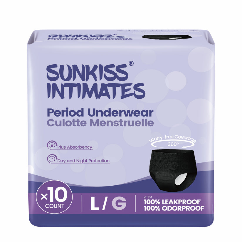 SUNKISS Disposable Period Underwear, Black/White