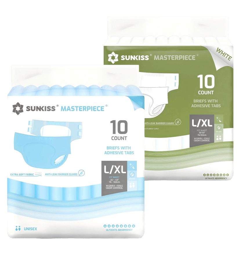 SUNKISS Masterpiece Adult Diapers With Tabs Bundle Sales, 2 Packs (1 of Each)