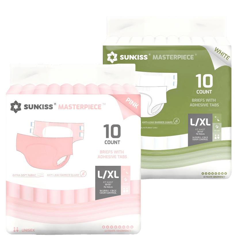 SUNKISS Masterpiece Adult Diapers With Tabs Bundle Sales, 2 Packs (1 of Each)