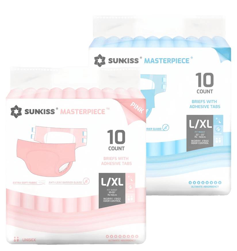 SUNKISS Masterpiece Adult Diapers With Tabs Bundle Sales, 2 Packs (1 of Each)