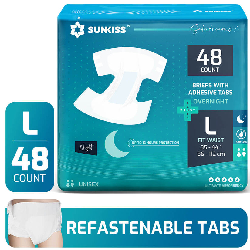 SUNKISS Overnight Adult Diapers Tabbed-Style Unisex
