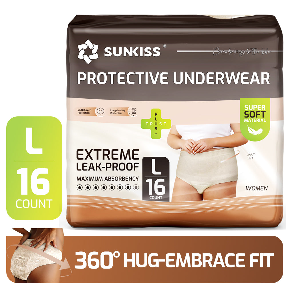 SUNKISS Women Incontinence Underwear, Daytime Disposable Postpartum Adult Panties, Protective Pull Ups with Maximum Absorbency