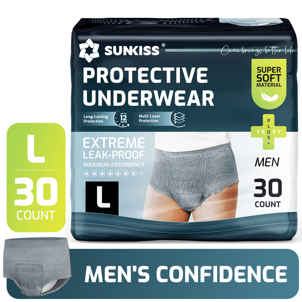 SUNKISS Incontinence Underwear for Men, Daytime Disposable Adult Pull Ups, Mens Protective Briefs with Maximum Absorbency