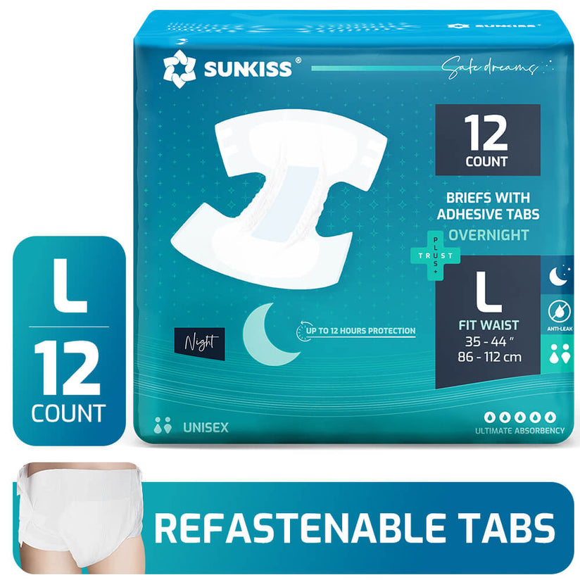 SUNKISS Overnight Adult Diapers Tabbed-Style Unisex