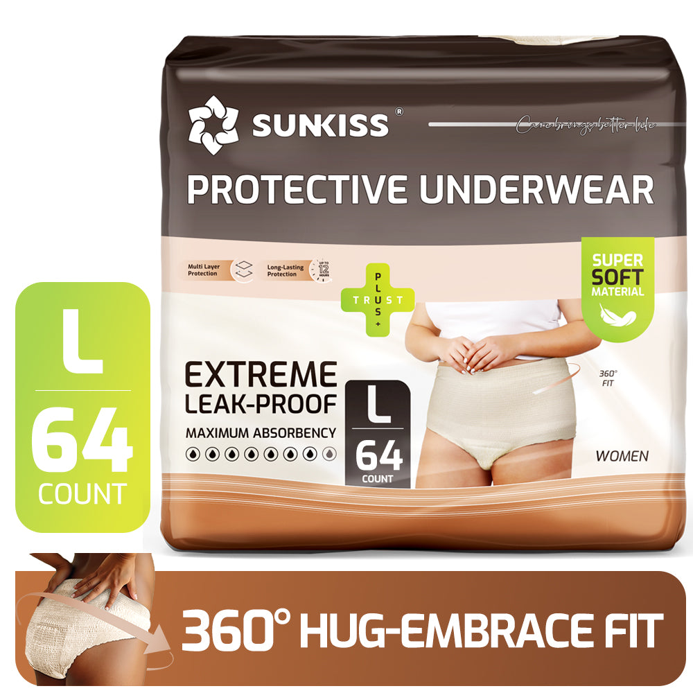 SUNKISS Women Incontinence Underwear, Daytime Disposable Postpartum Adult Panties, Protective Pull Ups with Maximum Absorbency