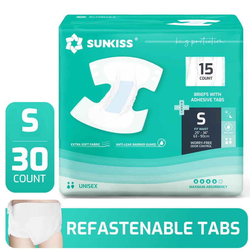 SUNKISS Super-Absorbent Adult Diaper Disposable With Tabs, Unisex