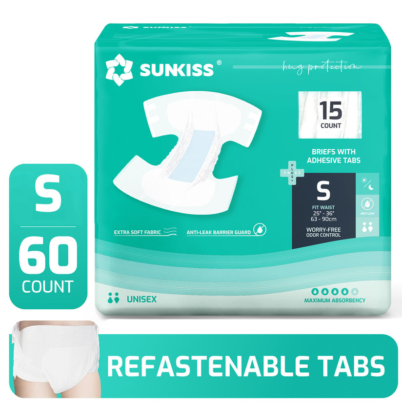SUNKISS Super-Absorbent Adult Diaper Disposable With Tabs, Unisex