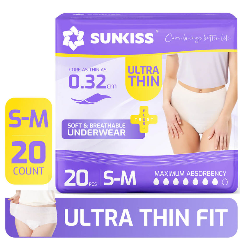SUNKISS Ultra Thin & High Absorbency Incontinence Underwear for Women