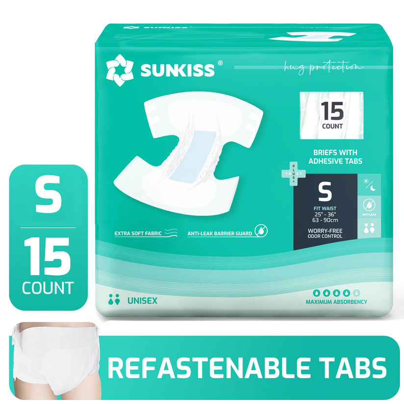 SUNKISS Super-Absorbent Adult Diaper Disposable With Tabs, Unisex