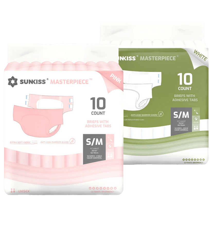 SUNKISS Masterpiece Adult Diapers With Tabs Bundle Sales, 2 Packs (1 of Each)
