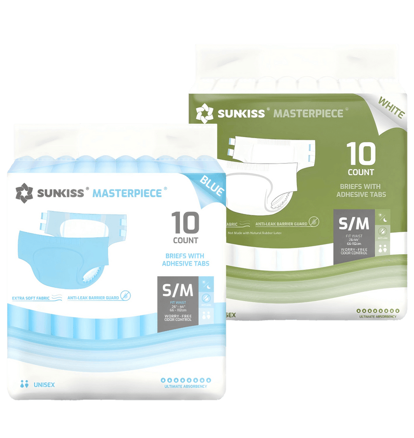 SUNKISS Masterpiece Adult Diapers With Tabs Bundle Sales, 2 Packs (1 of Each)