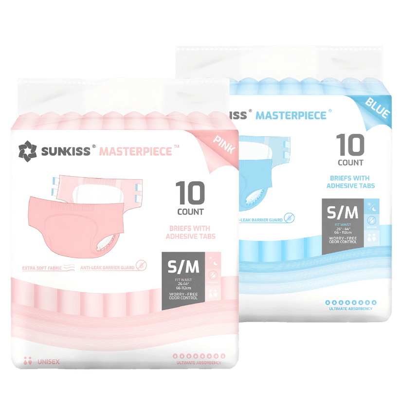 SUNKISS Masterpiece Adult Diapers With Tabs Bundle Sales, 2 Packs (1 of Each)
