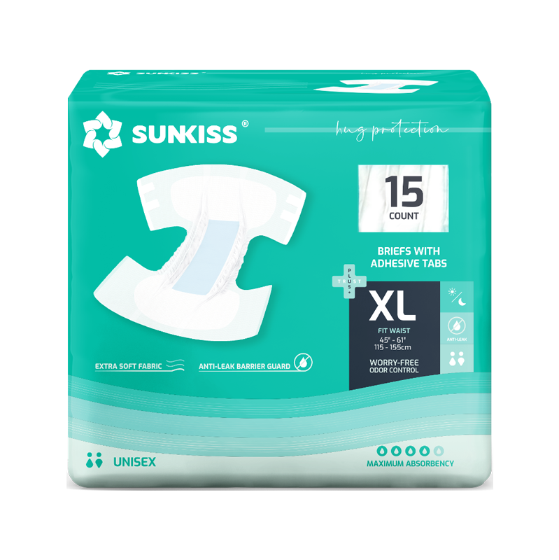 SUNKISS Super-Absorbent Adult Diaper Disposable With Tabs, Unisex