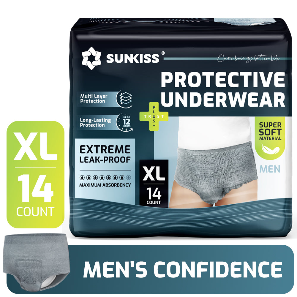 SUNKISS Incontinence Underwear for Men, Daytime Disposable Adult Pull Ups, Mens Protective Briefs with Maximum Absorbency