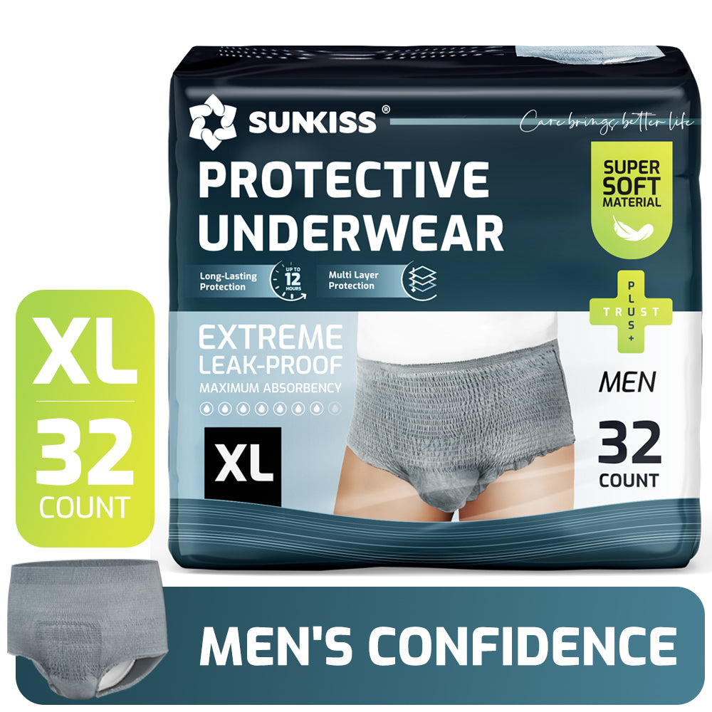 SUNKISS Incontinence Underwear for Men, Daytime Disposable Adult Pull Ups, Mens Protective Briefs with Maximum Absorbency