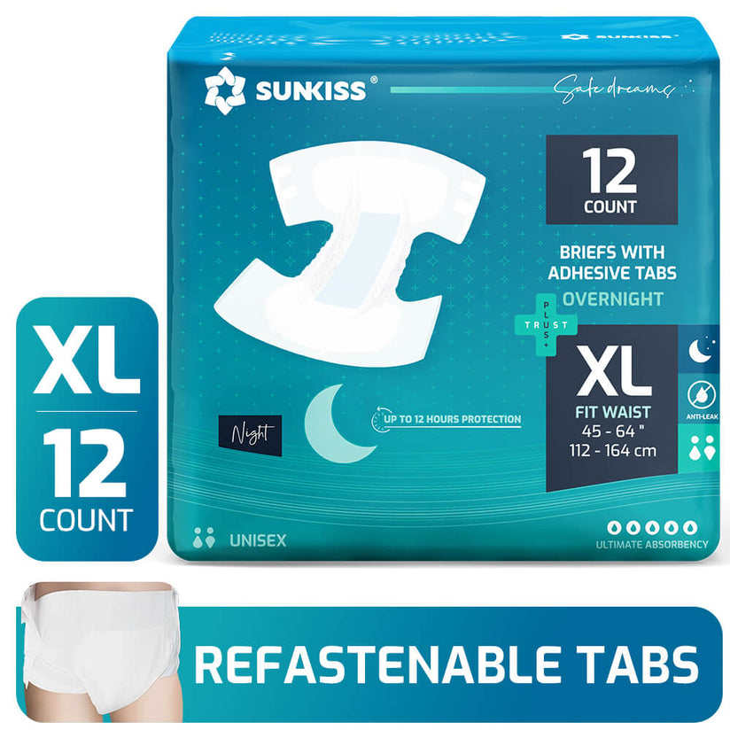 SUNKISS Overnight Adult Diapers Tabbed-Style Unisex