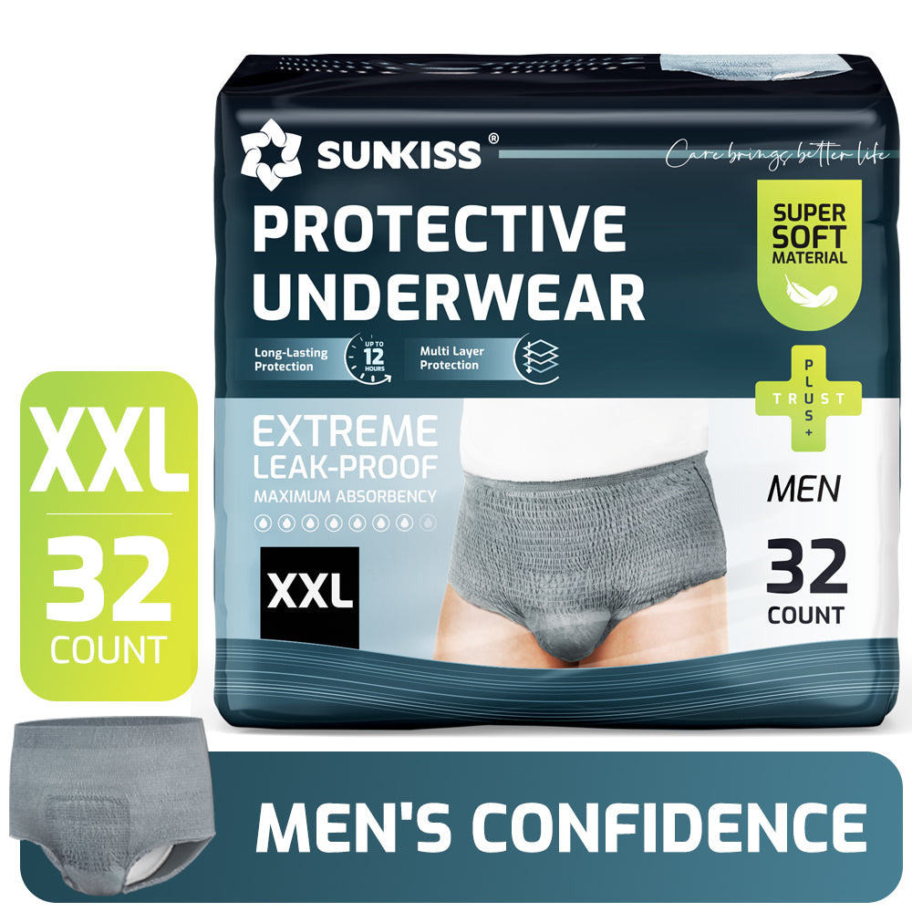 SUNKISS Incontinence Underwear for Men, Daytime Disposable Adult Pull Ups, Mens Protective Briefs with Maximum Absorbency