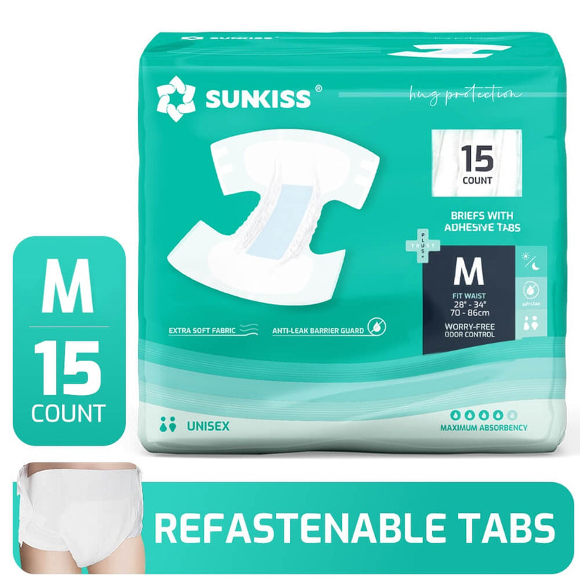 SUNKISS Super-Absorbent Adult Diaper Disposable With Tabs, Unisex