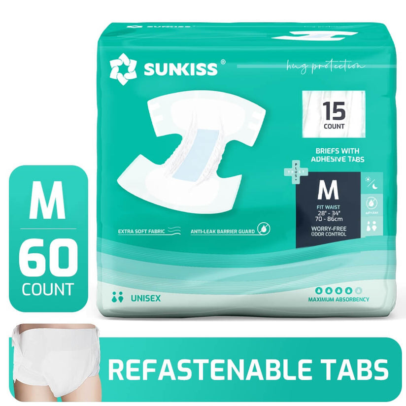 SUNKISS Super-Absorbent Adult Diaper Disposable With Tabs, Unisex
