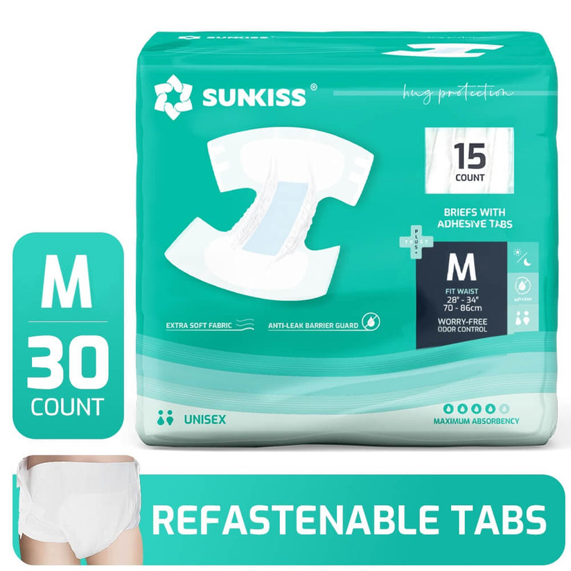 SUNKISS Super-Absorbent Adult Diaper Disposable With Tabs, Unisex