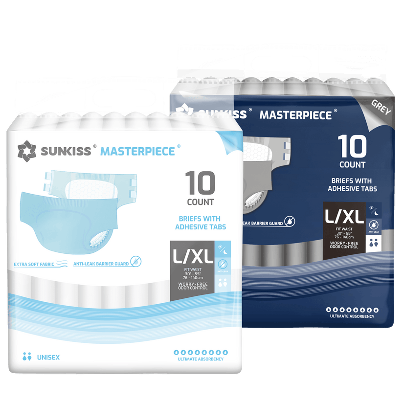 SUNKISS Masterpiece Adult Diapers With Tabs Bundle Sales, 2 Packs (1 of Each)