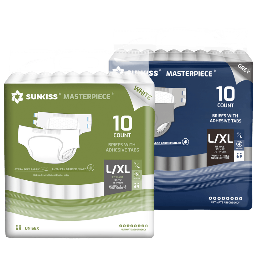 SUNKISS Masterpiece Adult Diapers With Tabs Bundle Sales, 2 Packs (1 of Each)