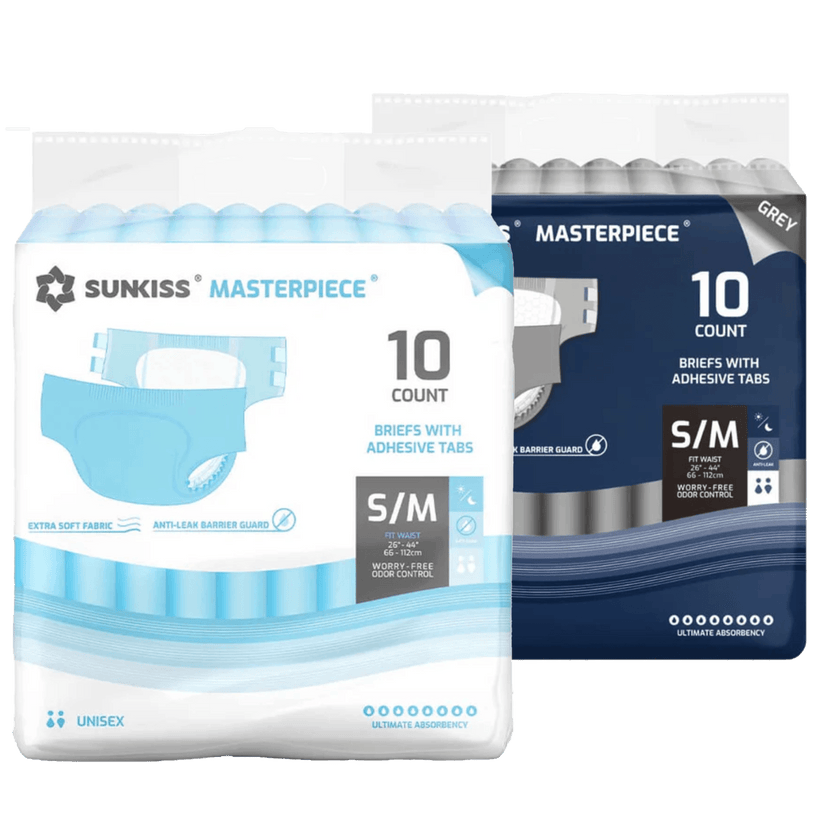 SUNKISS Masterpiece Adult Diapers With Tabs Bundle Sales, 2 Packs (1 of Each)