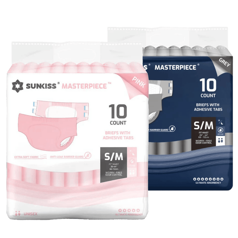 SUNKISS Masterpiece Adult Diapers With Tabs Bundle Sales, 2 Packs (1 of Each)