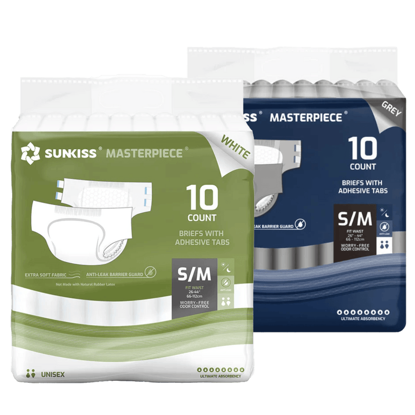 SUNKISS Masterpiece Adult Diapers With Tabs Bundle Sales, 2 Packs (1 of Each)
