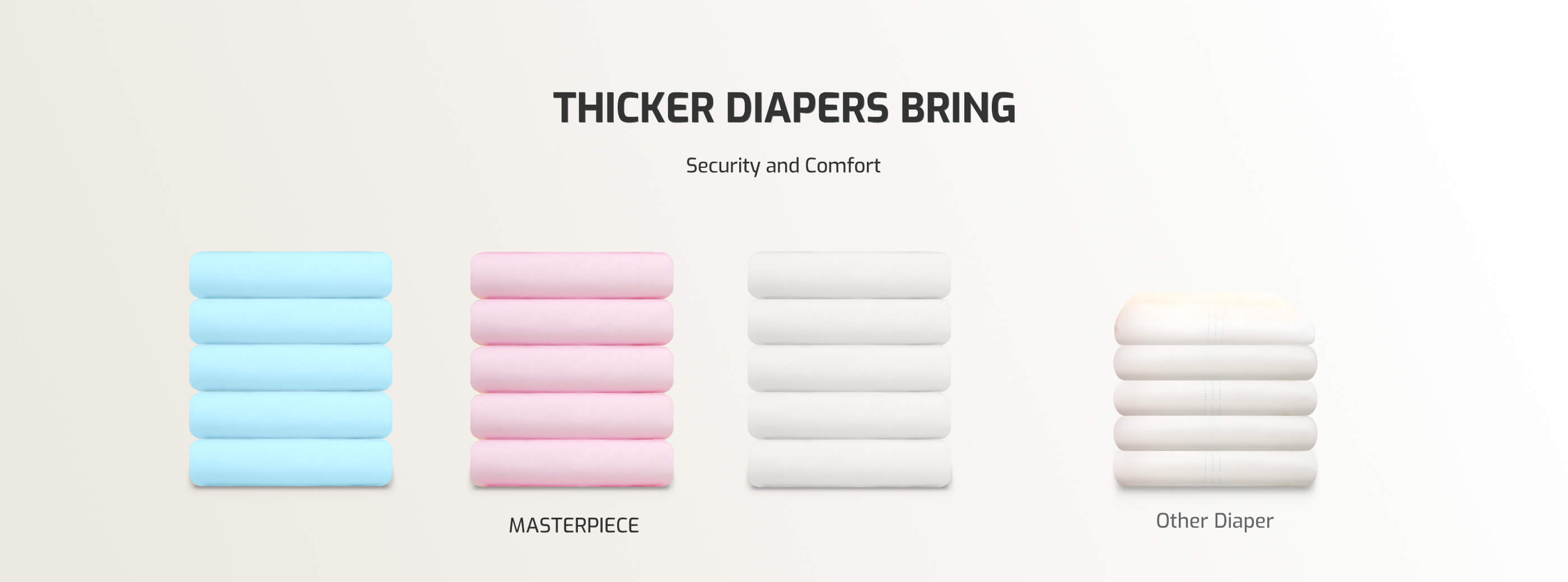 Sunkiss Masterpiece diapers are thicker than regular diapers, offering superior comfort, security, and reliable absorbency for all-day protection.
