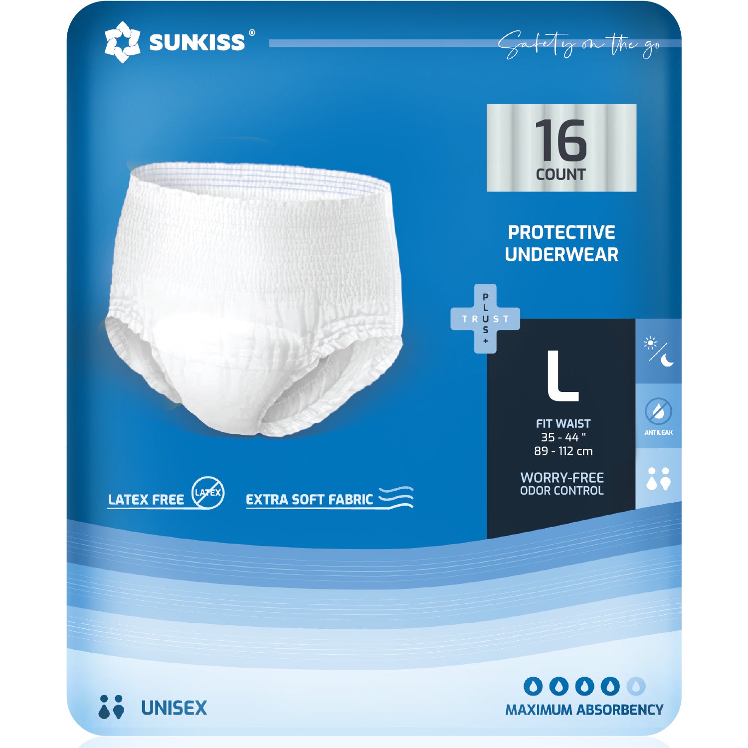 SUNKISS TrustPlus+ Unisex Protective Underwear with Maximum Absorbency