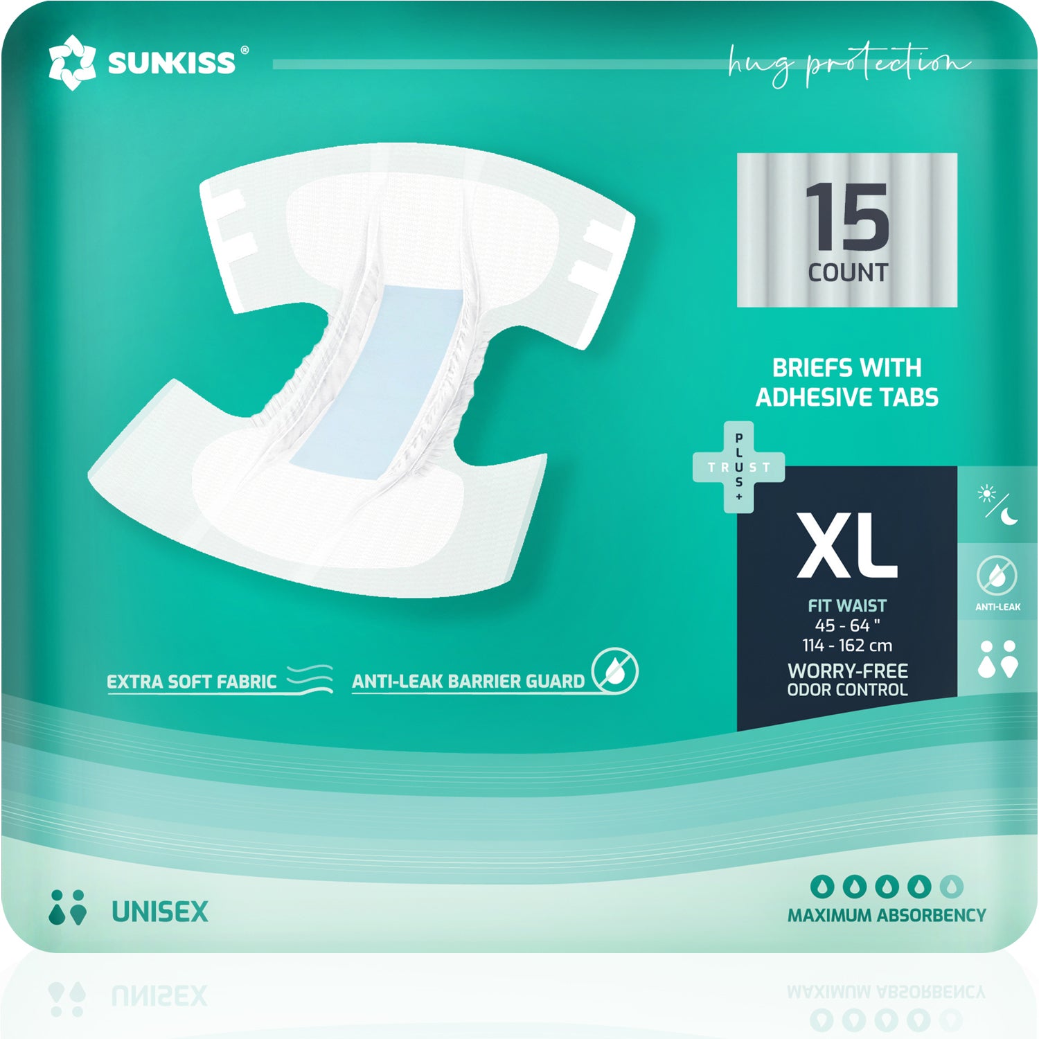 SUNKISS TrustPlus Incontinence and Postpartum Underwear for Men and Women,  Disposable Protective Underwear with Overnight Comfort Absorbency, Leak  Protection, Odor Control, Large, 16 Count : : Health & Personal  Care
