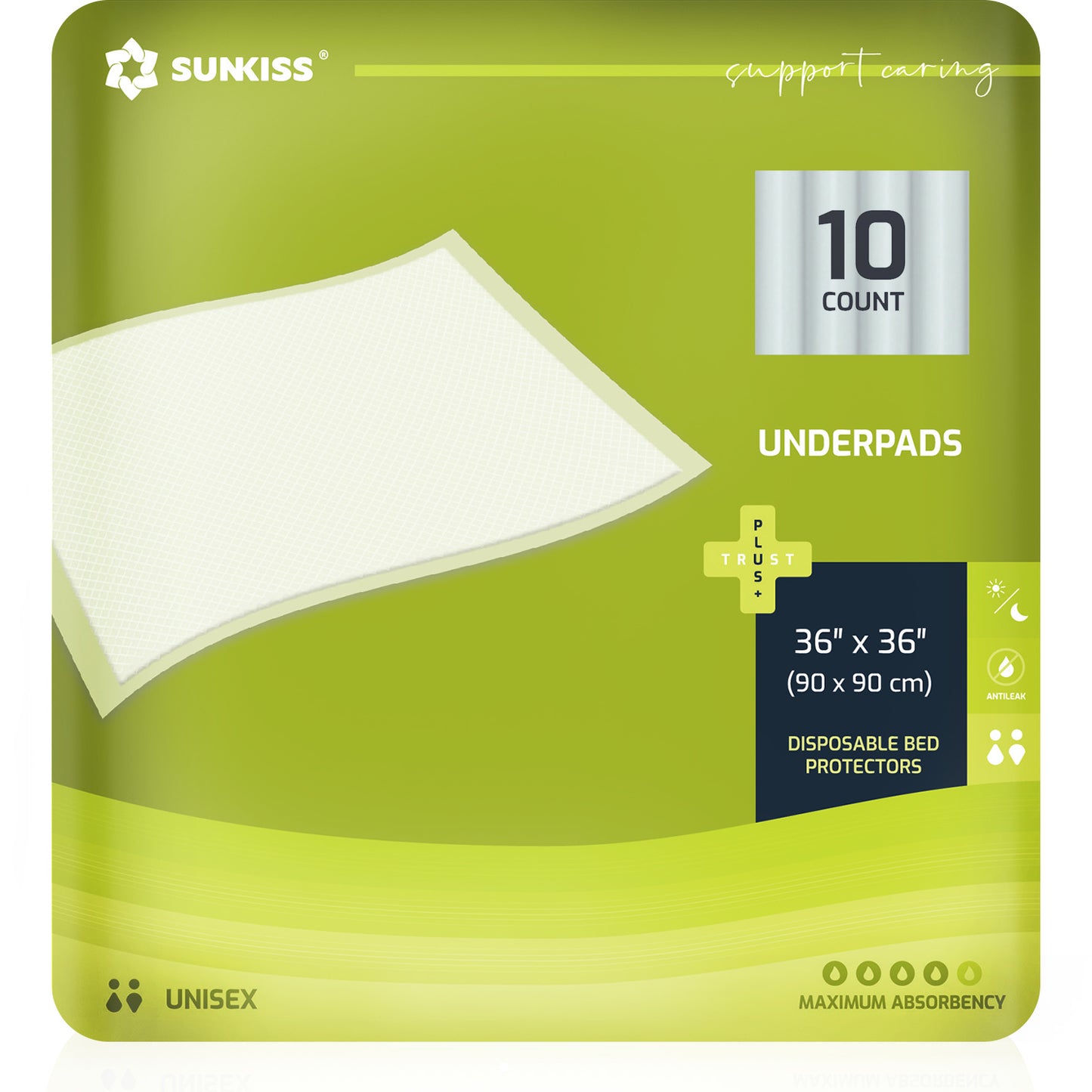 SUNKISS TrustPlus+ 36" x 36" Einweg-Inkontinenzunterlagen