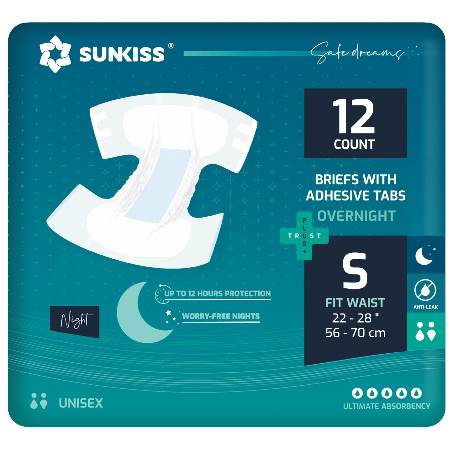 SUNKISS TrustPlus+ Overnight-Windeln für Erwachsene mit ultimativer Saugfähigkeit