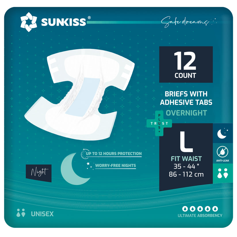 SUNKISS Overnight Adult Diapers Tabbed-Style Unisex