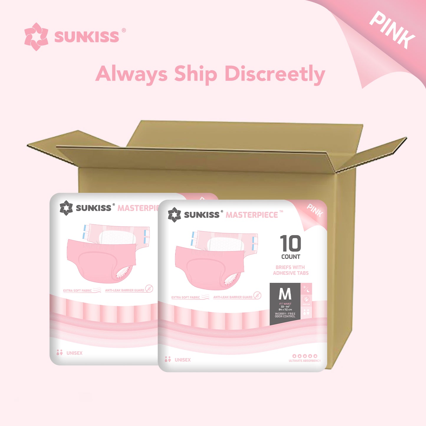 SUNKISS Masterpiece® Pink Windeln für Erwachsene mit ultimativer Saugfähigkeit