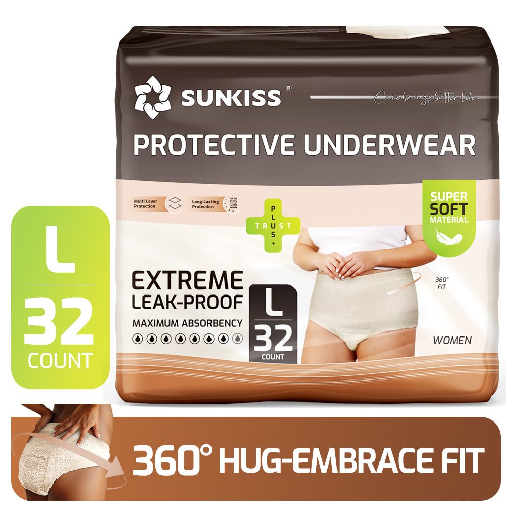 SUNKISS Women Incontinence Underwear, Daytime Disposable Postpartum Adult Panties, Protective Pull Ups with Maximum Absorbency