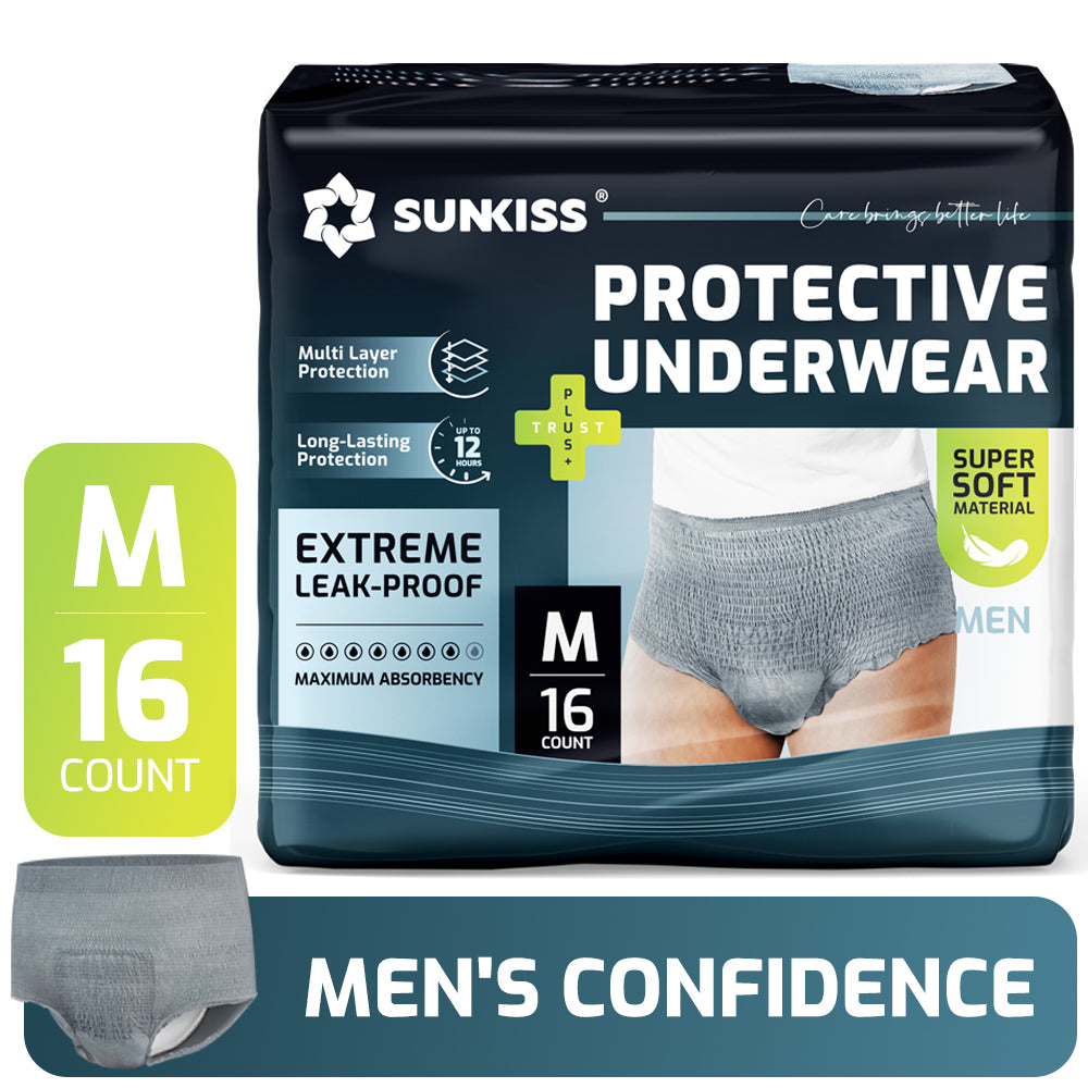SUNKISS Incontinence Underwear for Men, Daytime Disposable Adult Pull Ups, Mens Protective Briefs with Maximum Absorbency