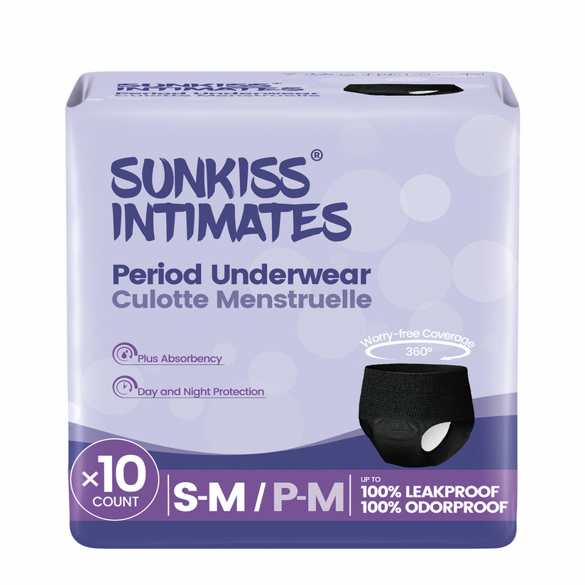 SUNKISS Disposable Period Underwear, Black/White