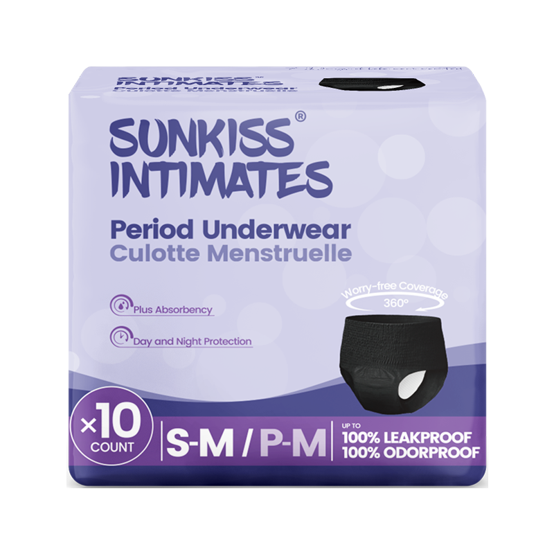 SUNKISS Disposable Period Underwear, Black/White