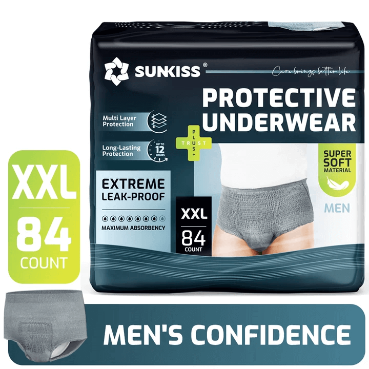SUNKISS Men's Daytime Protective Underwear in size XXL, 84 count
