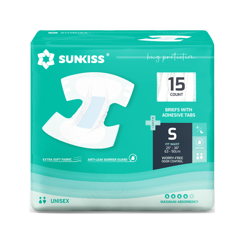 SUNKISS Super-Absorbent Adult Diaper Disposable With Tabs, Unisex