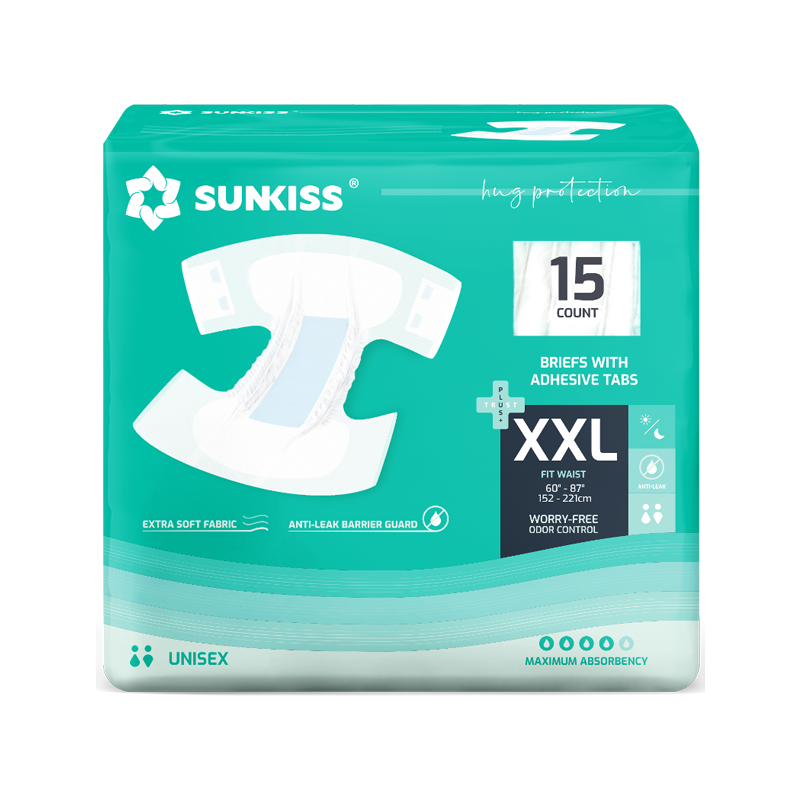SUNKISS Super-Absorbent Adult Diaper Disposable With Tabs, Unisex