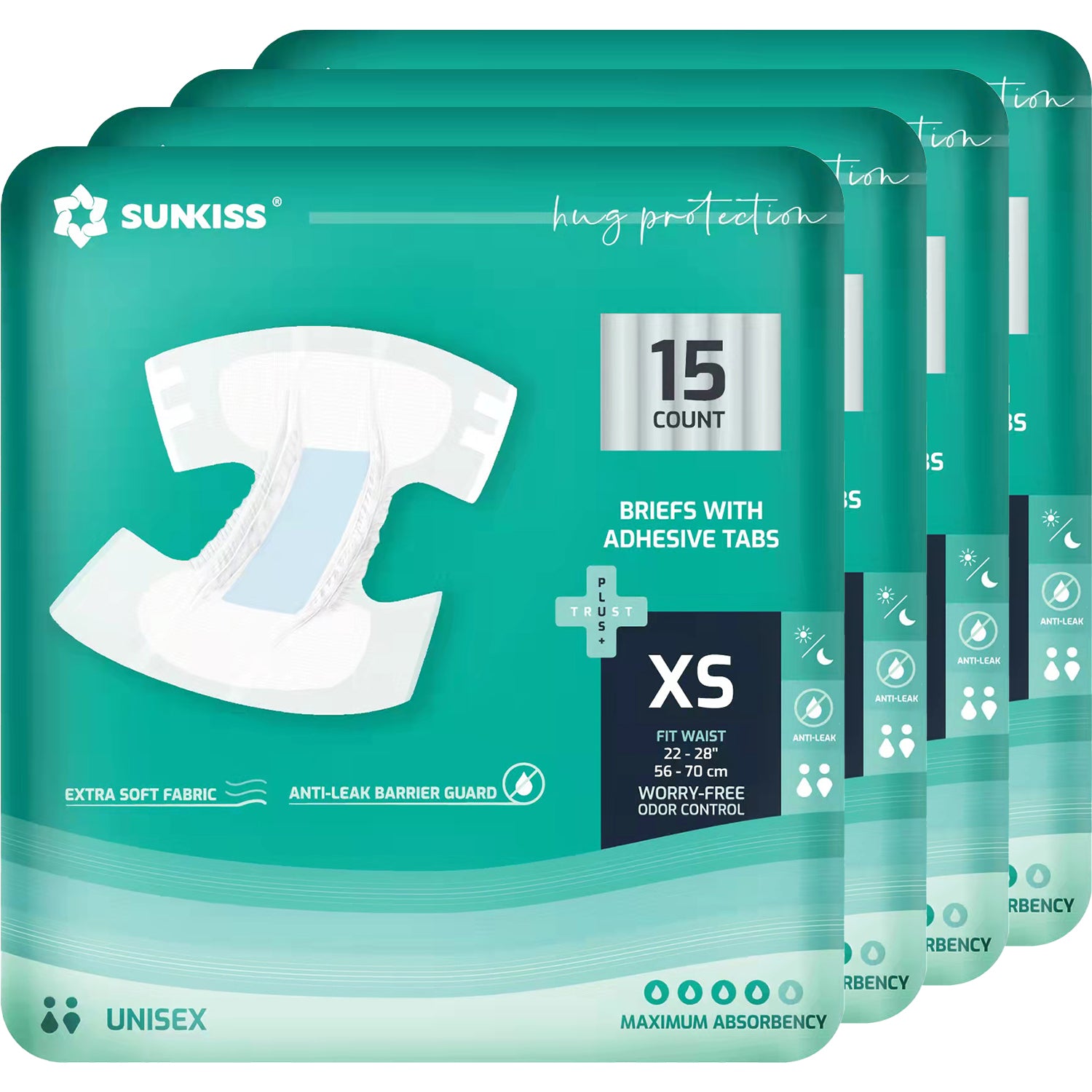 SUNKISS TrustPlus+ Unisex-Windeln für Erwachsene mit maximaler Saugfähigkeit