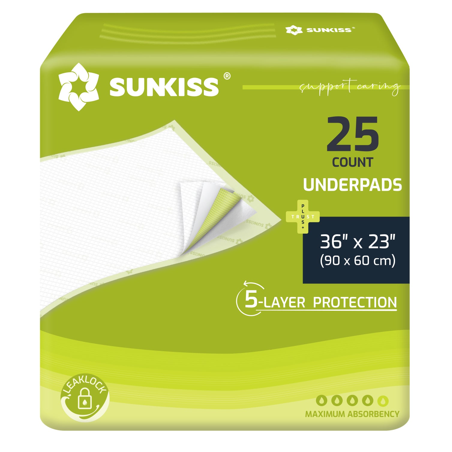 SUNKISS Trustplus® Disposable Bed Pads for Incontinence, Multi-Function Underpads