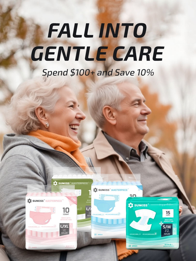 FALL INTO GENTLE CARE Spend $100+ and Save 10%  two people left side